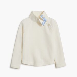 J. Crew Button Shoulder Fleece Knit Turtleneck Women XS White